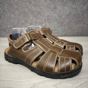Thom McAn Benson Brown Fisherman Sandals Mens 11 Closed Toe Faux Leather